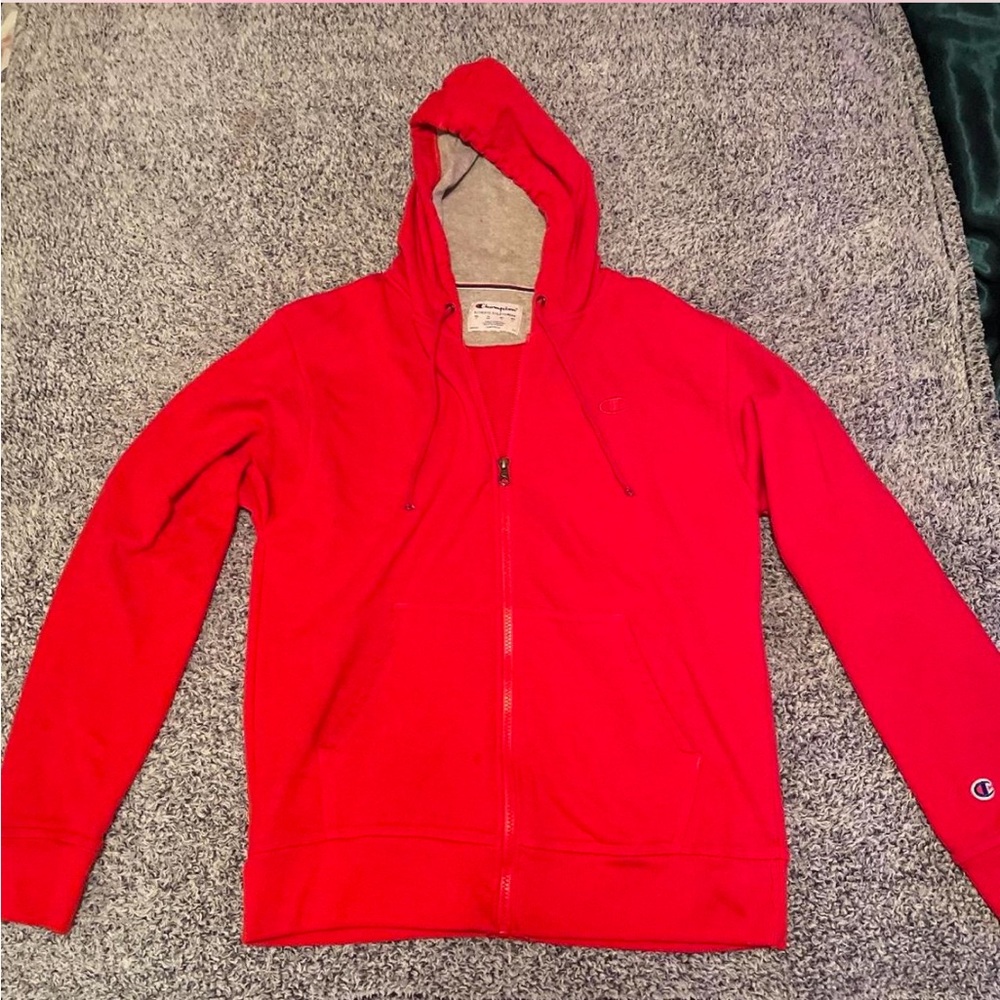 Red champion hoodie
